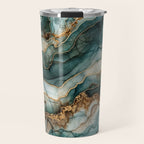 Magnific Marble Elegant And Luxury Teal Gold Gemstone Travel Mug Gallery Image 1
