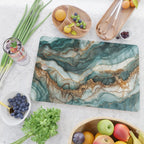 Magnific Marble Elegant And Luxury Teal Gold Gemstone Cutting Board Gallery Image 2