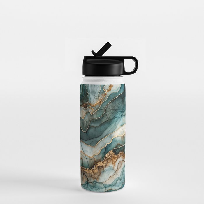Magnific Marble Elegant And Luxury Teal Gold Gemstone Water Bottle Gallery Image 1
