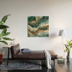 Magnific Marble Elegant And Luxury Teal Gold Gemstone Wood Wall Art Gallery Image 2