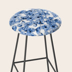 Abstract watercolor navy blue white floral illustration Stool Gallery Image 2