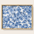 Abstract watercolor navy blue white floral illustration Serving Tray Gallery Image 1