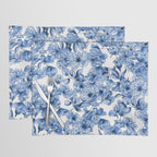 Abstract watercolor navy blue white floral illustration Placemat Gallery Image 1