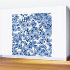 Abstract watercolor navy blue white floral illustration Wall Mural Gallery Image 2