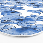 Abstract watercolor navy blue white floral illustration Bath Mat Gallery Image 3