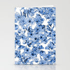 Abstract watercolor navy blue white floral illustration Stationery Card Gallery Image 2