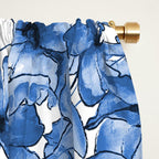 Abstract watercolor navy blue white floral illustration Window Curtain Gallery Image 2