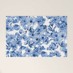 Abstract watercolor navy blue white floral illustration Welcome Mat Gallery Image 1