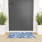 Abstract watercolor navy blue white floral illustration Welcome Mat Gallery Image 3