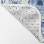 Abstract watercolor navy blue white floral illustration Bath Mat Gallery Image 2