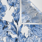 Abstract watercolor navy blue white floral illustration Wall Tapestry Gallery Image 3