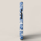 Abstract watercolor navy blue white floral illustration iPhone Case Gallery Image 2