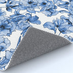 Abstract watercolor navy blue white floral illustration Rug Gallery Image 4