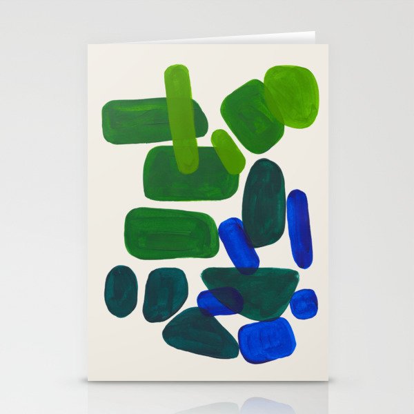 Minimalist Modern Mid Century Colorful Abstract Shapes Phthalo Blue Lime Green Gradient Overlapping Stationery Card Gallery Image 1