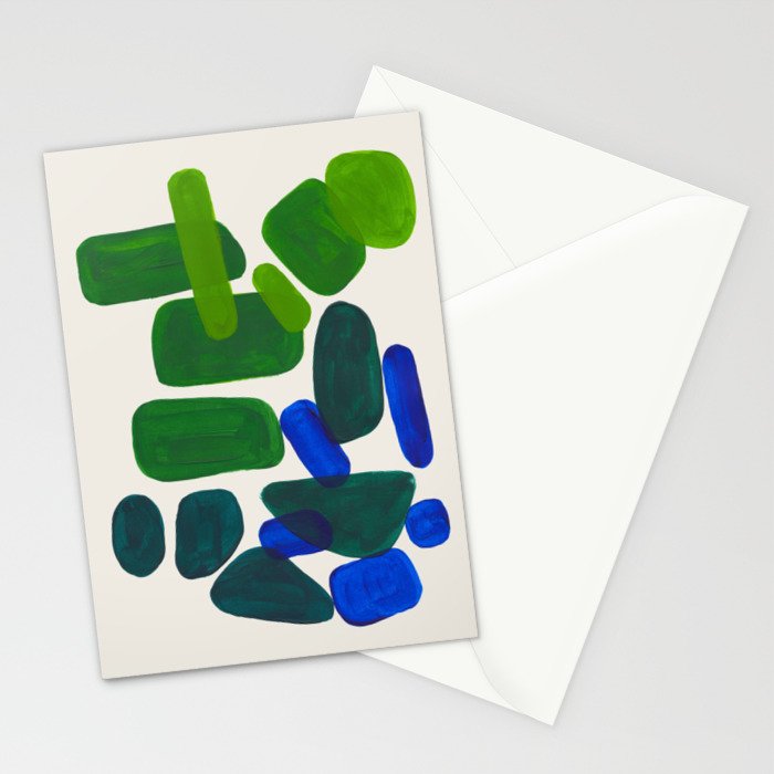 Minimalist Modern Mid Century Colorful Abstract Shapes Phthalo Blue Lime Green Gradient Overlapping Stationery Card Gallery Image 2