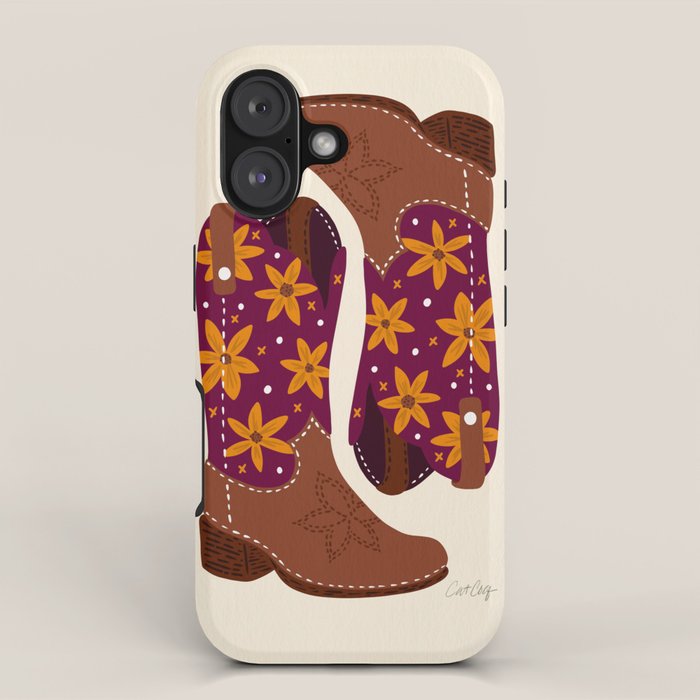 Cowgirl Boots - Fuchsia & Orange iPhone Case Gallery Image 1