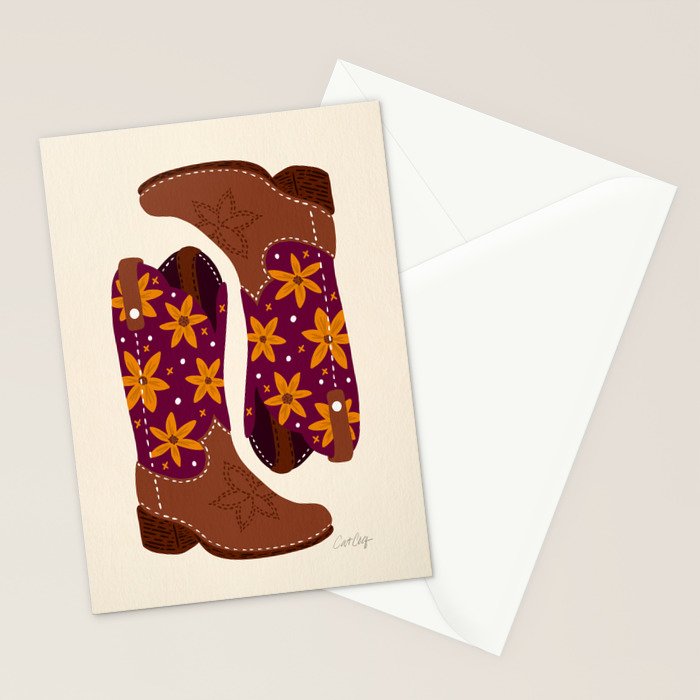 Cowgirl Boots - Fuchsia & Orange Stationery Card Gallery Image 2