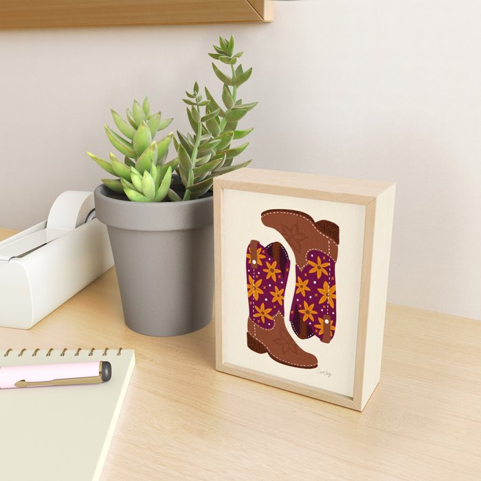 Cowgirl Boots - Fuchsia & Orange Mini Art Print Gallery Image 2