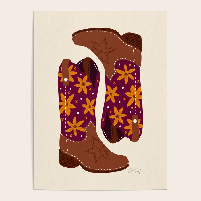Cowgirl Boots - Fuchsia & Orange Poster Gallery Image 4