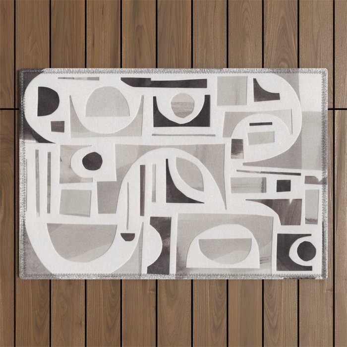 Monochrome Collage Outdoor Rug Gallery Image 1