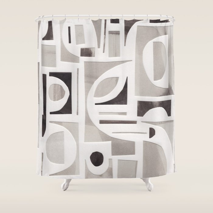 Monochrome Collage Shower Curtain Gallery Image 1