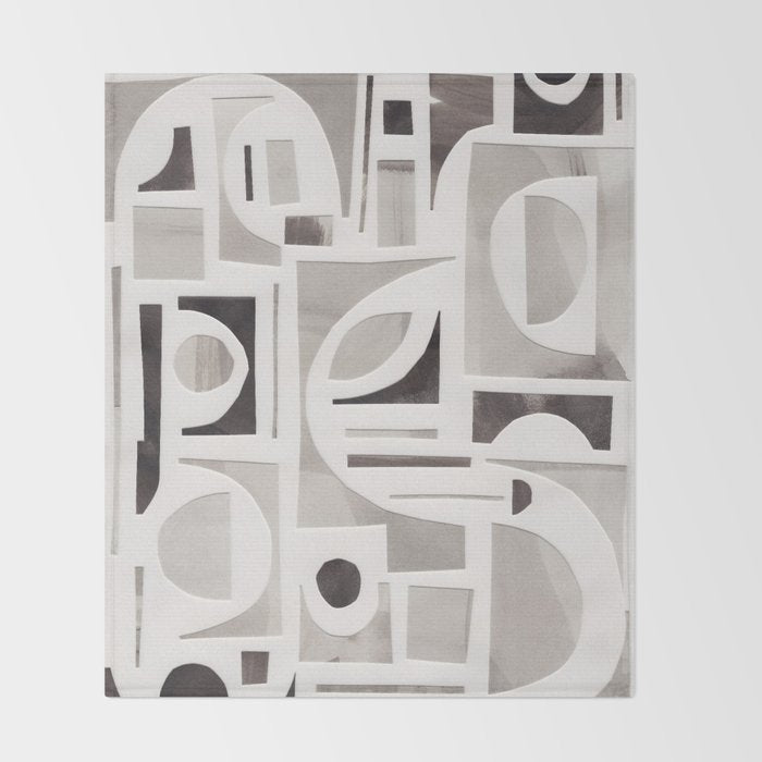 Monochrome Collage Throw Blanket Gallery Image 2