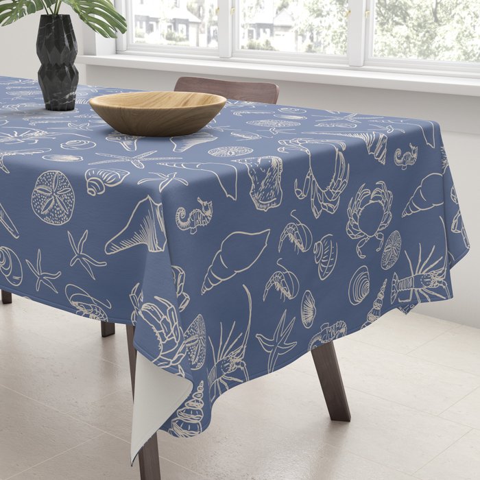Seahorse Ocean Nautical Coastal Serenity Blue  Tablecloth Gallery Image 3