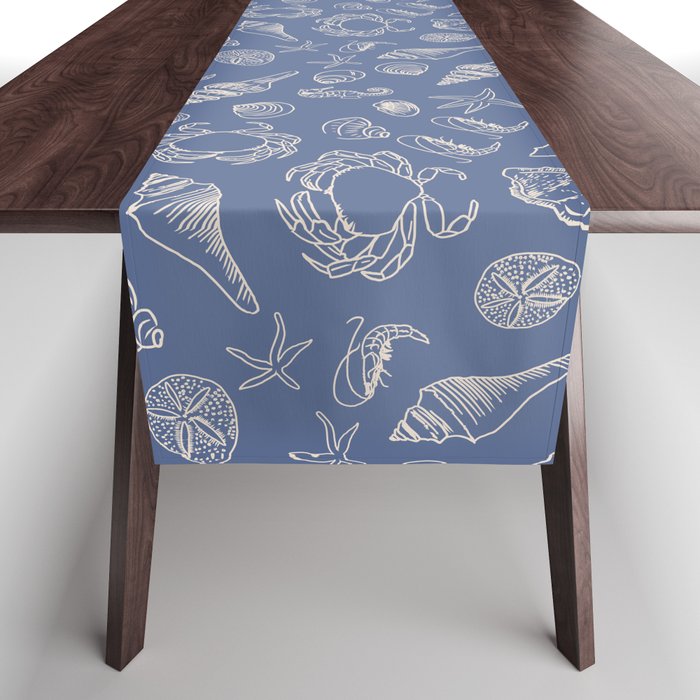 Seahorse Ocean Nautical Coastal Serenity Blue  Table Runner Gallery Image 1