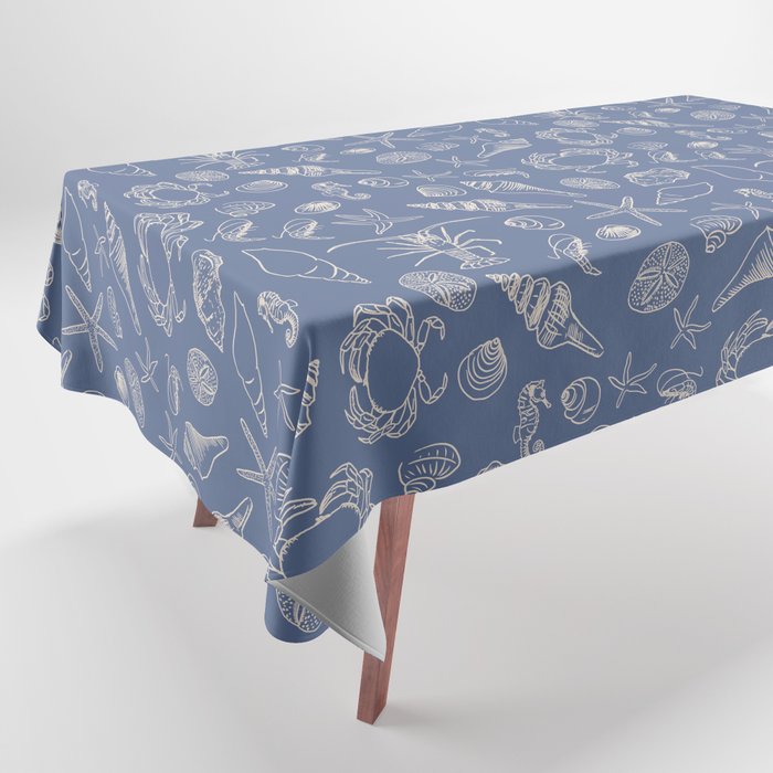 Seahorse Ocean Nautical Coastal Serenity Blue  Tablecloth Gallery Image 1