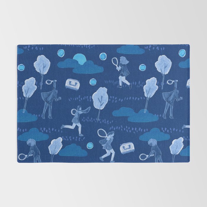 Let's Play Tennis in Navy Blue Rug Gallery Image 2