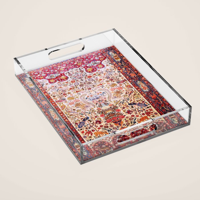 Kashan Dabir Oil Drilling Animal Rug Print Acrylic Tray Gallery Image 1