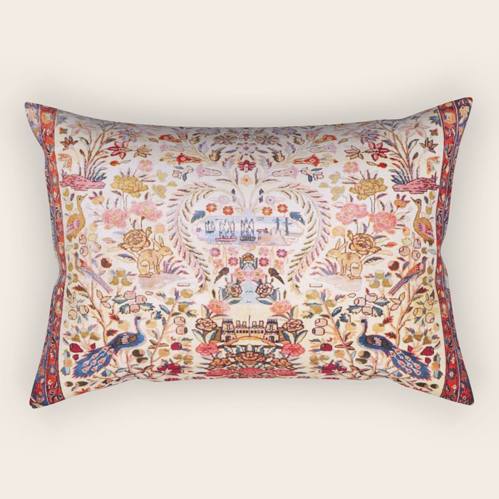 Kashan Dabir Oil Drilling Animal Rug Print Rectangular Pillow Gallery Image 1
