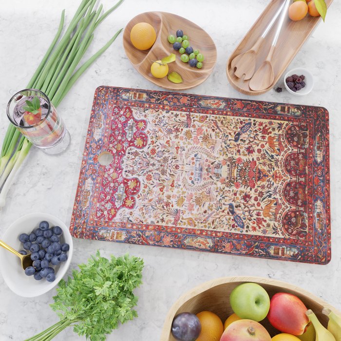 Kashan Dabir Oil Drilling Animal Rug Print Cutting Board Gallery Image 2