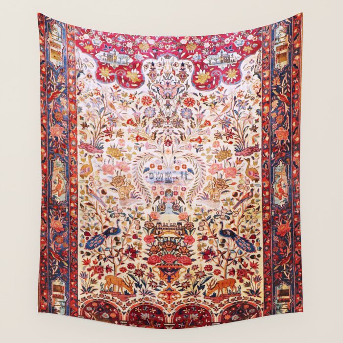 Kashan Dabir Oil Drilling Animal Rug Print Wall Tapestry Gallery Image 1
