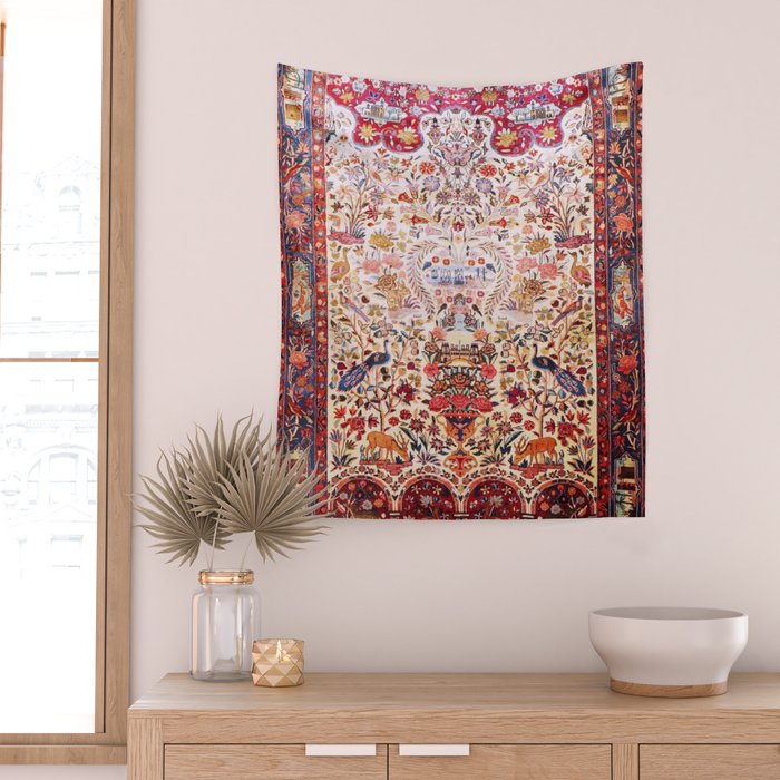 Kashan Dabir Oil Drilling Animal Rug Print Wall Tapestry Gallery Image 2