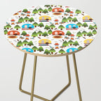 Campsite with caravans, campfire, camping chairs, trees, carpet, birds. Camping in the forest. Campground. RV. Camp night. Big scale. Side Table Gallery Image 2