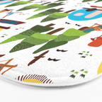 Campsite with caravans, campfire, camping chairs, trees, carpet, birds. Camping in the forest. Campground. RV. Camp night. Big scale. Bath Mat Gallery Image 3