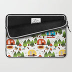 Campsite with caravans, campfire, camping chairs, trees, carpet, birds. Camping in the forest. Campground. RV. Camp night. Big scale. Laptop Sleeve Gallery Image 2