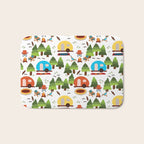 Campsite with caravans, campfire, camping chairs, trees, carpet, birds. Camping in the forest. Campground. RV. Camp night. Big scale. Bath Mat Gallery Image 1