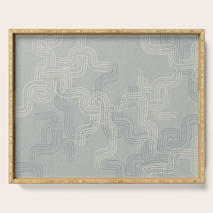 calming essentials traces concrete blue Serving Tray Gallery Image 1