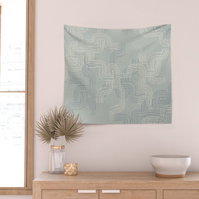 calming essentials traces concrete blue Wall Tapestry Gallery Image 2