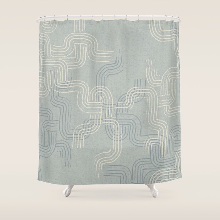calming essentials traces concrete blue Shower Curtain Gallery Image 1
