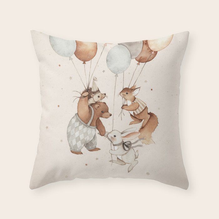 Flying Animals Throw Pillow Gallery Image 1