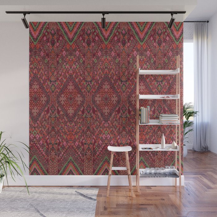 Vibrant Moroccan Kilim Pattern Wall Mural Gallery Image 1