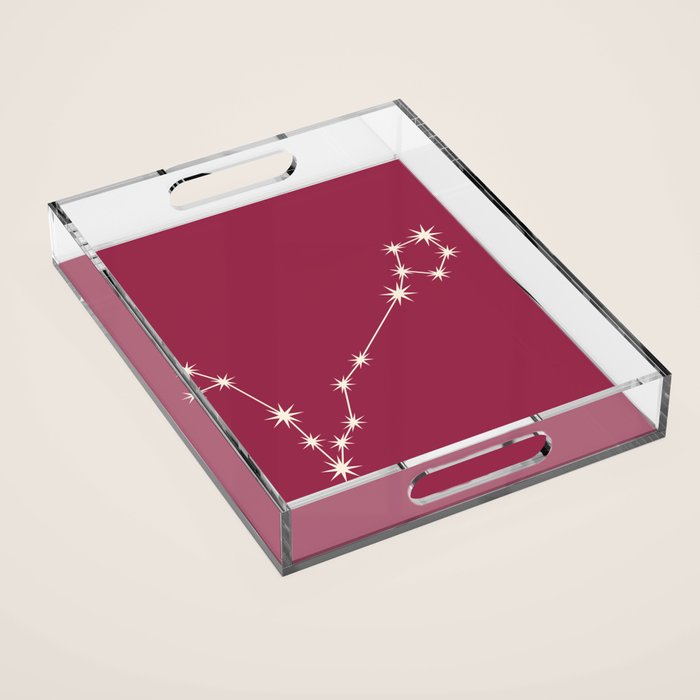 Pisces Zodiac Star Constellation Line Art Pink Acrylic Tray Gallery Image 1