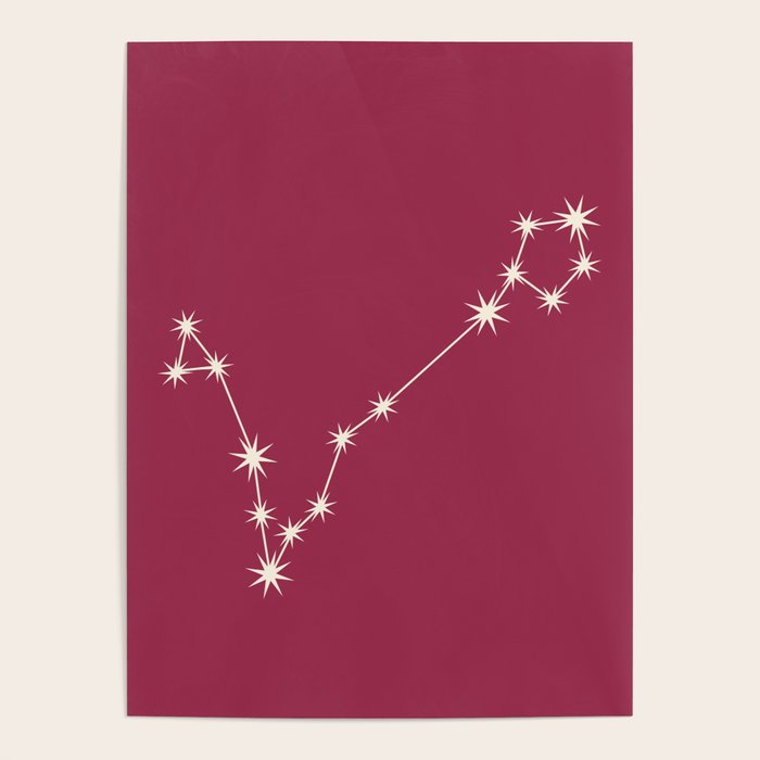 Pisces Zodiac Star Constellation Line Art Pink Poster Gallery Image 1