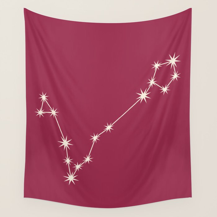 Pisces Zodiac Star Constellation Line Art Pink Wall Tapestry Gallery Image 4