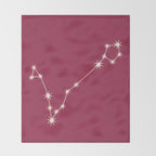 Pisces Zodiac Star Constellation Line Art Pink Throw Blanket Gallery Image 2