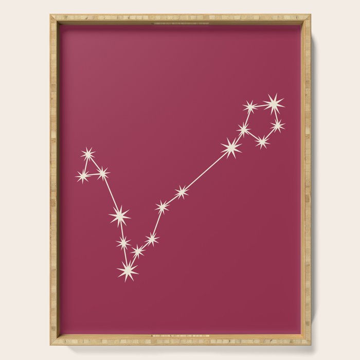 Pisces Zodiac Star Constellation Line Art Pink Serving Tray Gallery Image 1
