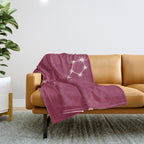 Pisces Zodiac Star Constellation Line Art Pink Throw Blanket Gallery Image 1